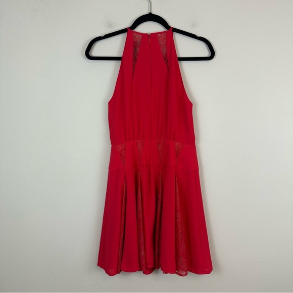 BCBG Maxazria | Cherry Red Lace Detailed Fit and Flare Mini Dress Size 0 - Picture 8 of 8